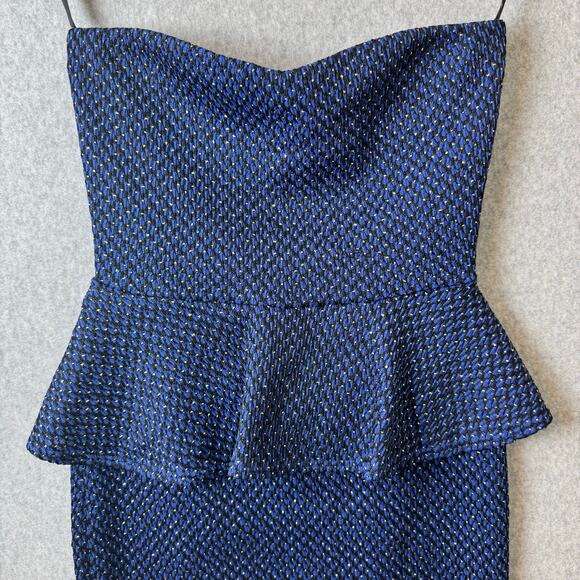 Body Central Holiday Party Dress Halter Womens Size S Blue Metallic Peplum - Picture 4 of 10